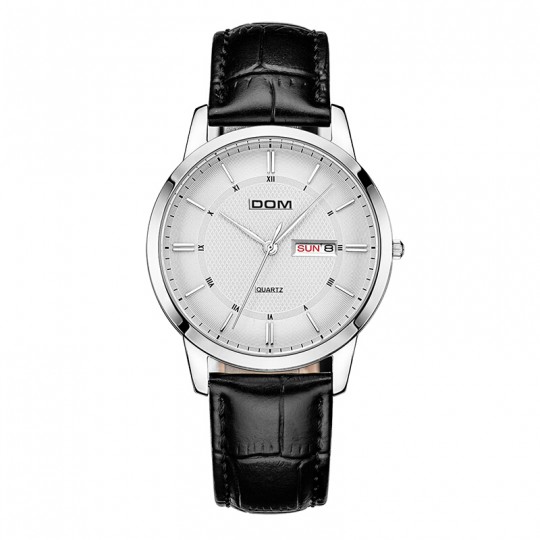 多姆(dom)男士手表 商务钢带男表 防水石英超薄手表